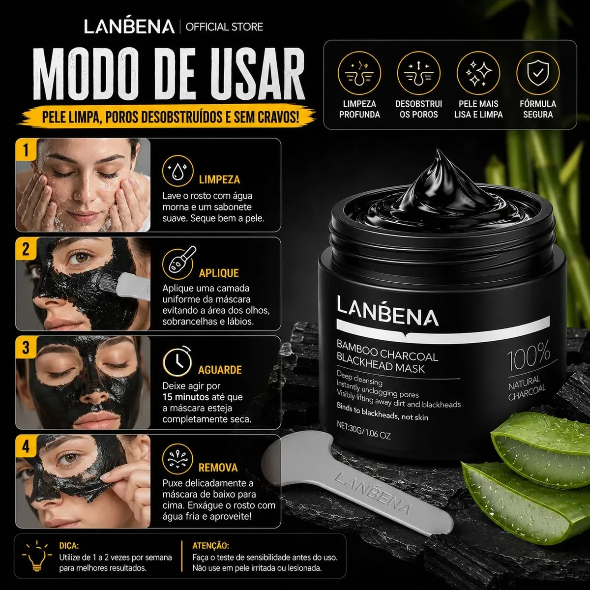 Modo de usar a máscara removedora de cravos LANBENA