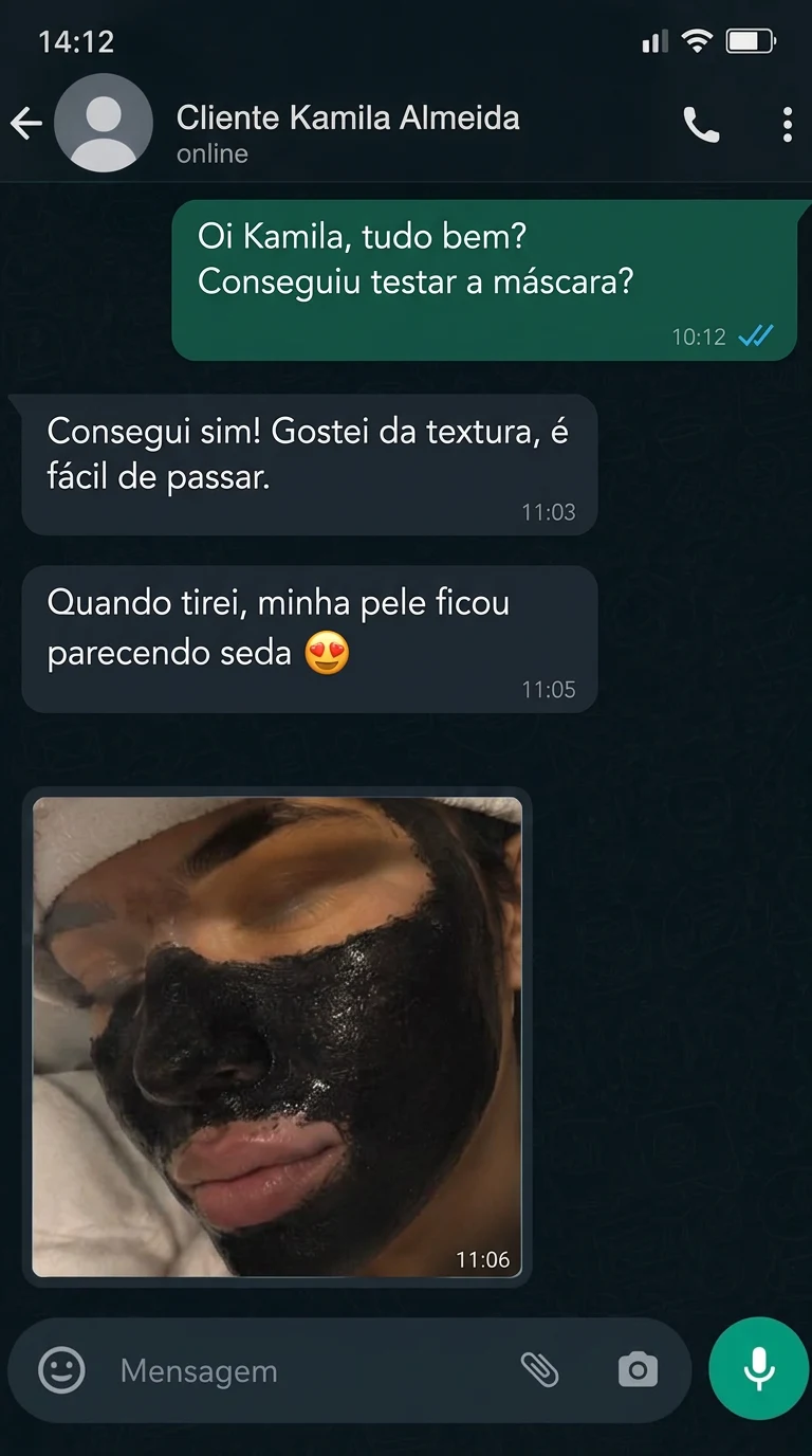 Depoimento de Kamila Almeida usando a máscara LANBENA